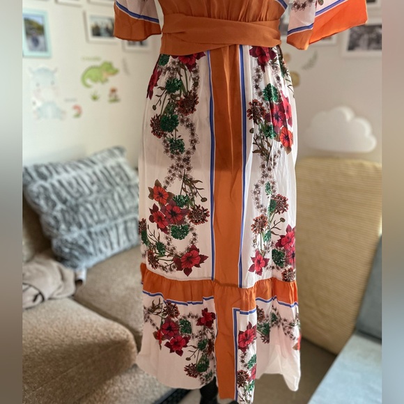 Sandro Printed Silk Midi Wrap Dress - Picture 12 of 13